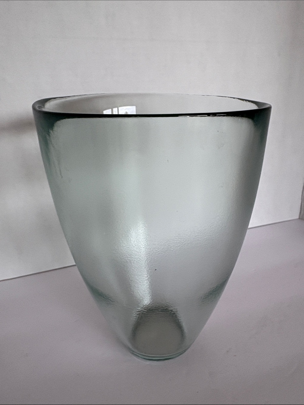 Vintage Scandinavian Style Smoky Green/blue Glass Vase - Slanted Rim 6"